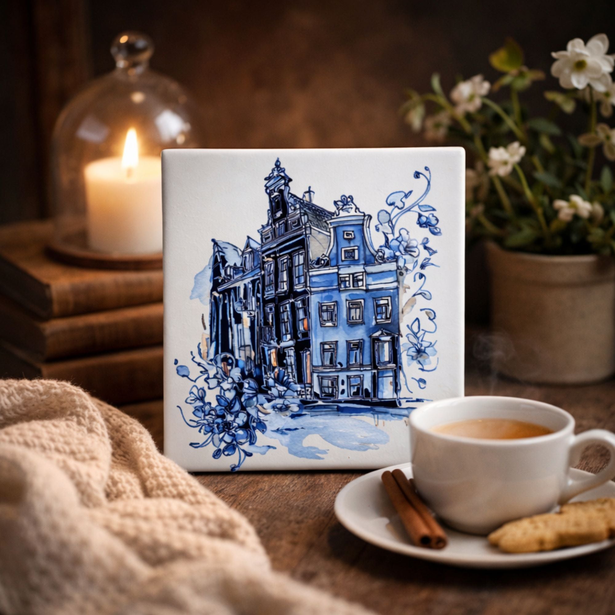 Amsterdamse Grachtenpanden met Bloemen